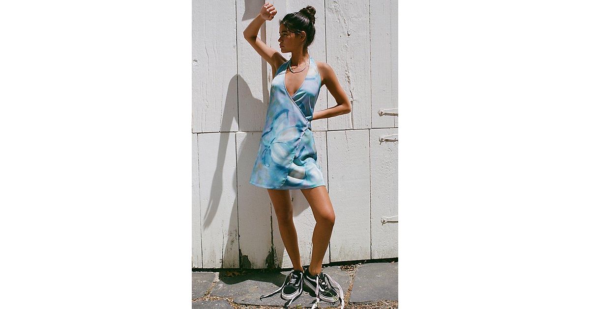 Kimchi Blue Raya Plunging Halter Wrap Mini Dress in Blue | Lyst Canada Kimchi Blue Raya Plunging Halter Wrap Mini Dress in Blue | Lyst Canada