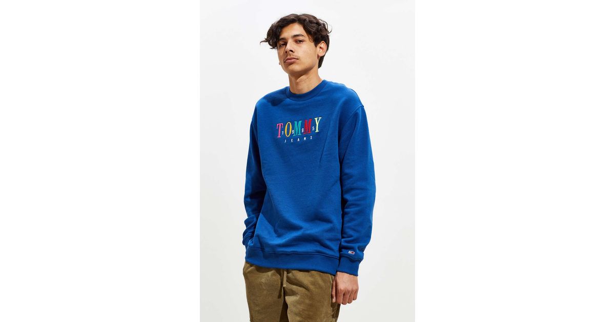 Tommy Hilfiger Denim Multicolor Logo Crew Neck Sweatshirt in Blue for Men -  Lyst