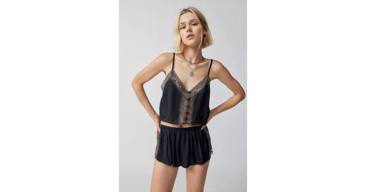 Out From Under Hit Snooze Lace Cami & Short Set in Black