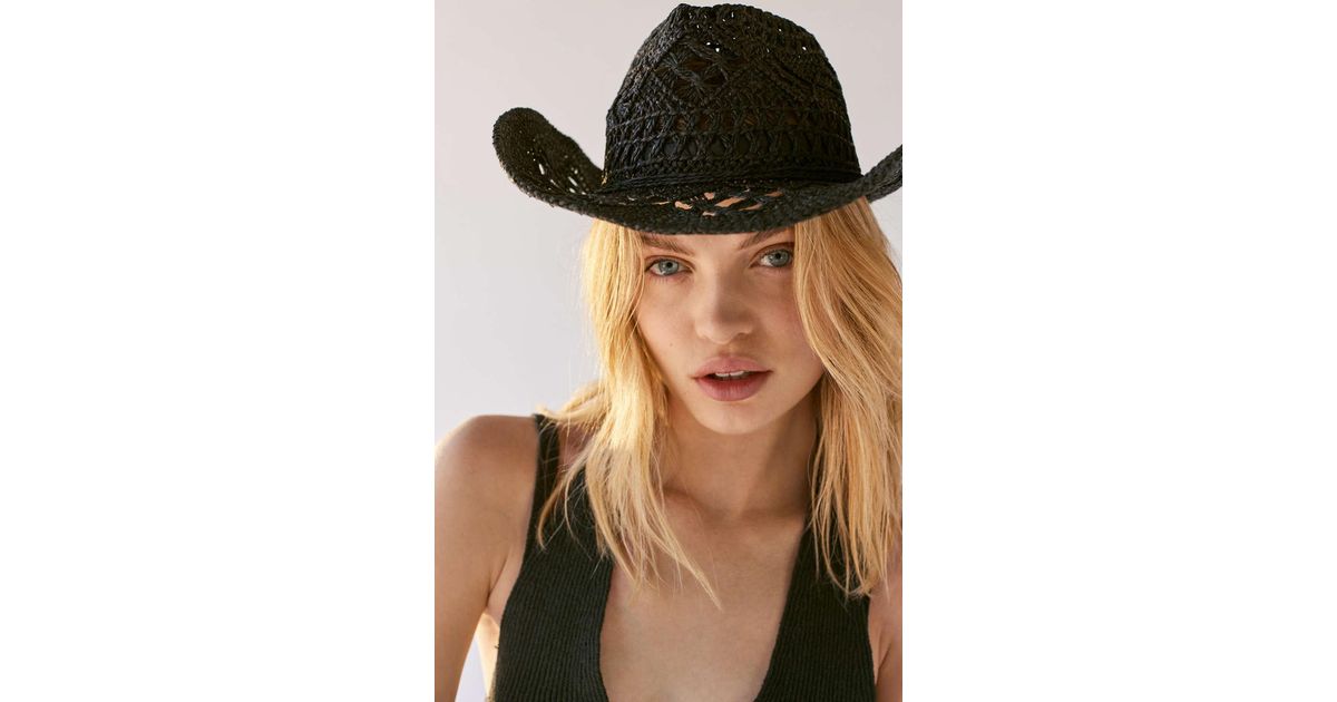 Urban Outfitters Paisley Straw Cowboy Hat in Black Lyst