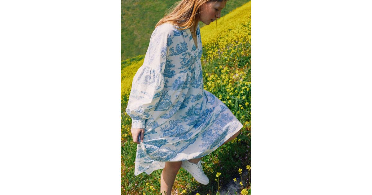 laura ashley uo exclusive amelia toile poplin midi dress