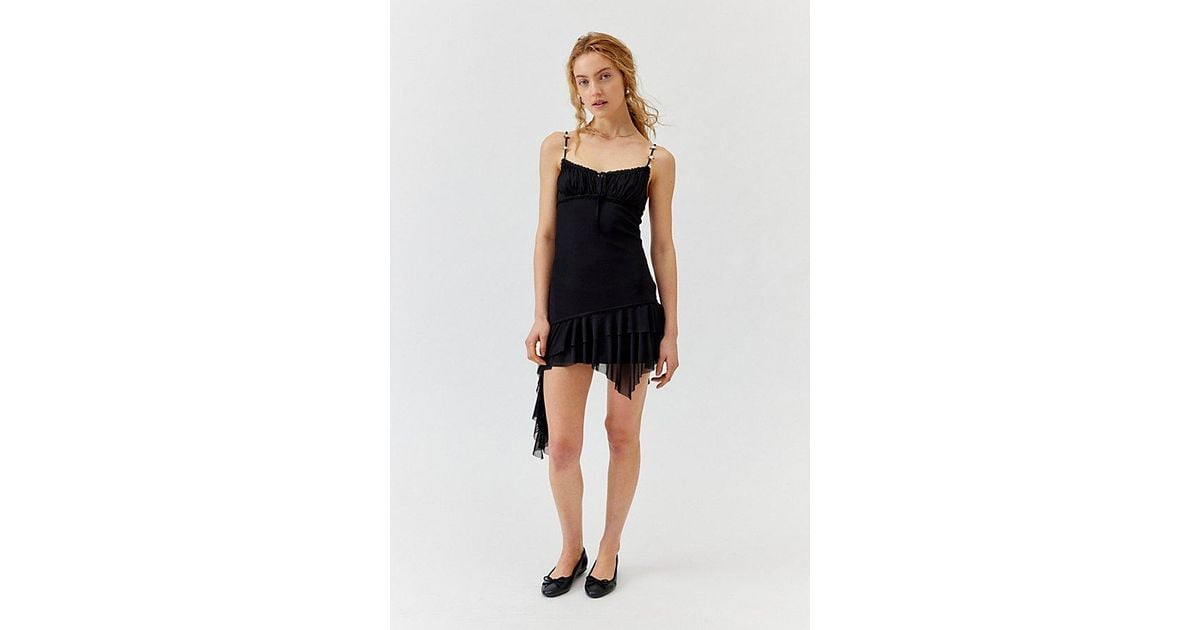 Urban Outfitters Uo Rosebud Mesh Mini Dress in Black | Lyst Canada