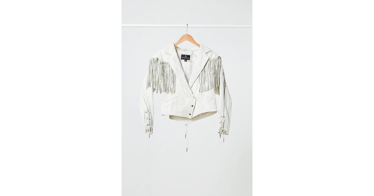 White leather deals tassel jacket