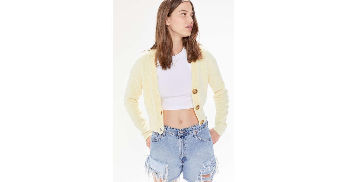 uo honey plush cropped cardigan