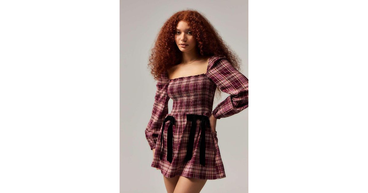 Kimchi Blue Winona Check Mini Dress in Red Lyst UK