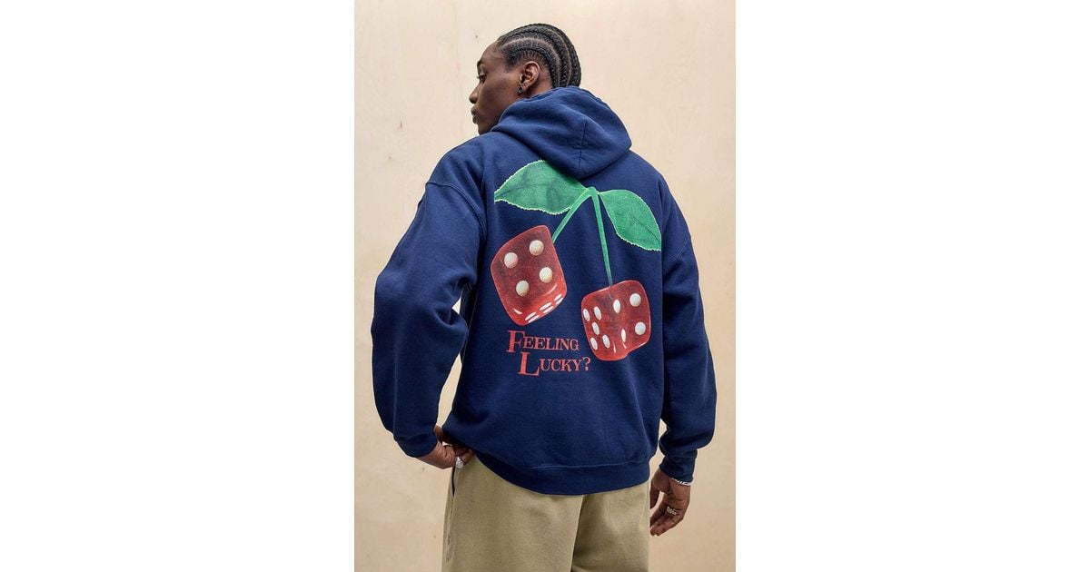 Urban Outfitters Uo Navy Feeling Lucky Hoodie in Blue for Men