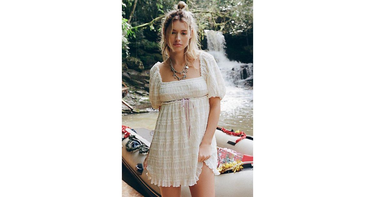 kimchi blue bailey embroidered puff sleeve babydoll mini dress Kimchi Blue Stella Off-The-Shoulder Babydoll Mini Dress