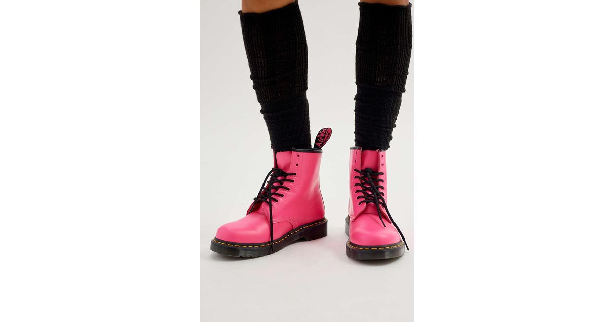 Dr. Martens 1460 Neon Smooth Leather Boot in Pink | Lyst