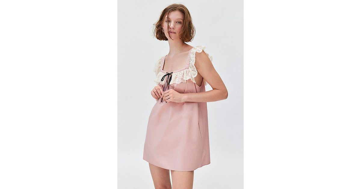 Kimchi Blue Kimchi Rebecca Lace Trim Babydoll Dress in Pink | Lyst