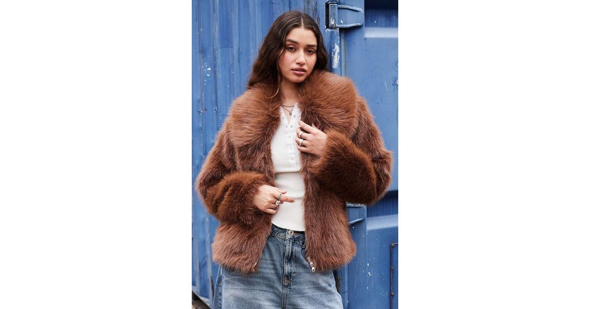 Urban Outfitters Kimchi Blue Brown Faux Fur Coat Jacket Lyst UK