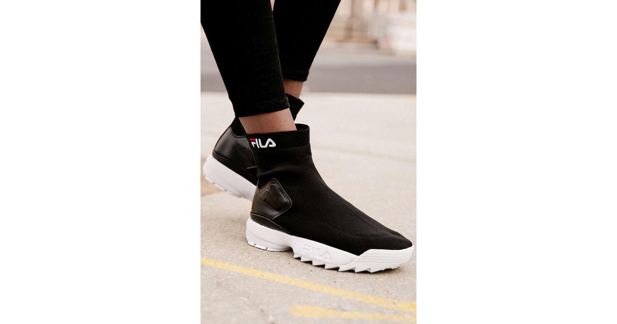 Fila Leather Fila Uo Exclusive Disruptor Sock Boot in Black | Lyst