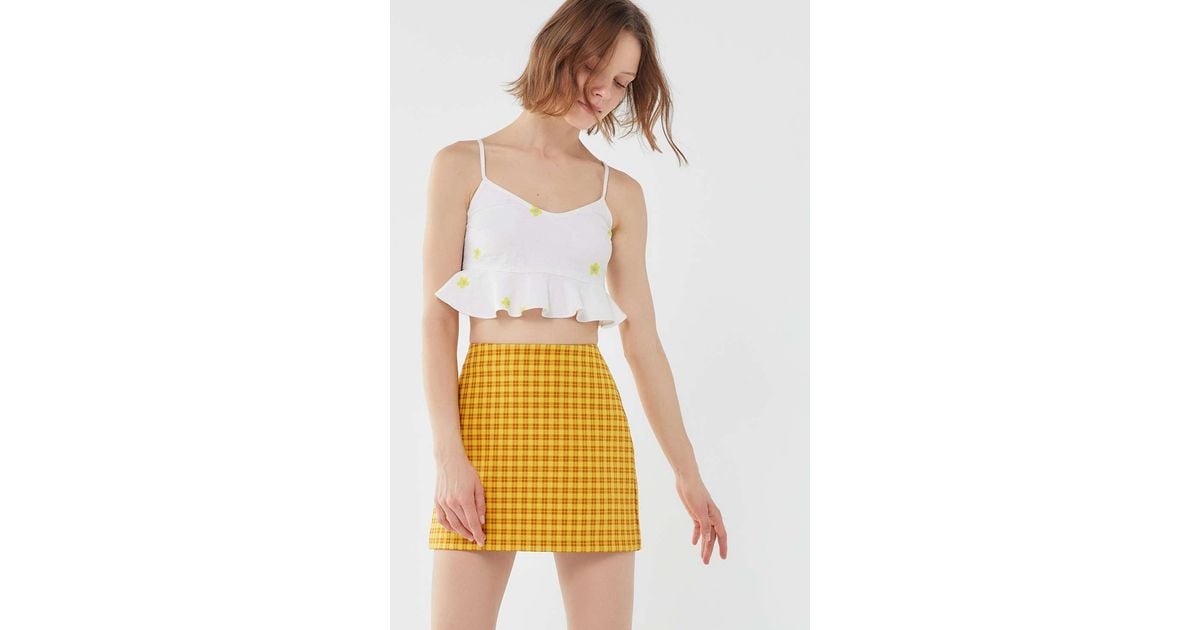 HOT Yellow Plaid Skirt Urban Outfitters Plaid Mini Skirt Urban
