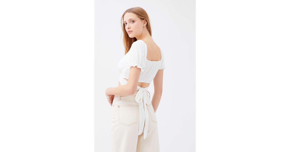 Urban Outfitters Uo Ruched Puff Sleeve 