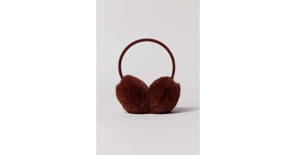 Urban Outfitters Faux Fur Earmuffs In Brown,at in Red Lyst