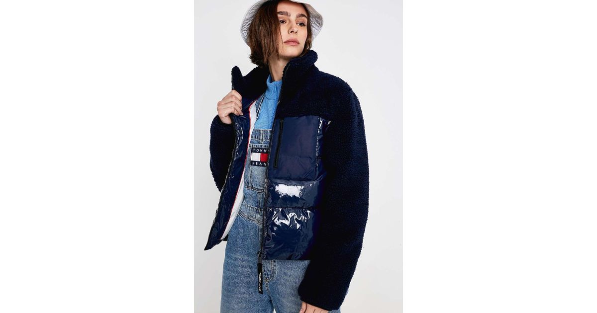 tommy jeans sherpa puffer jacket