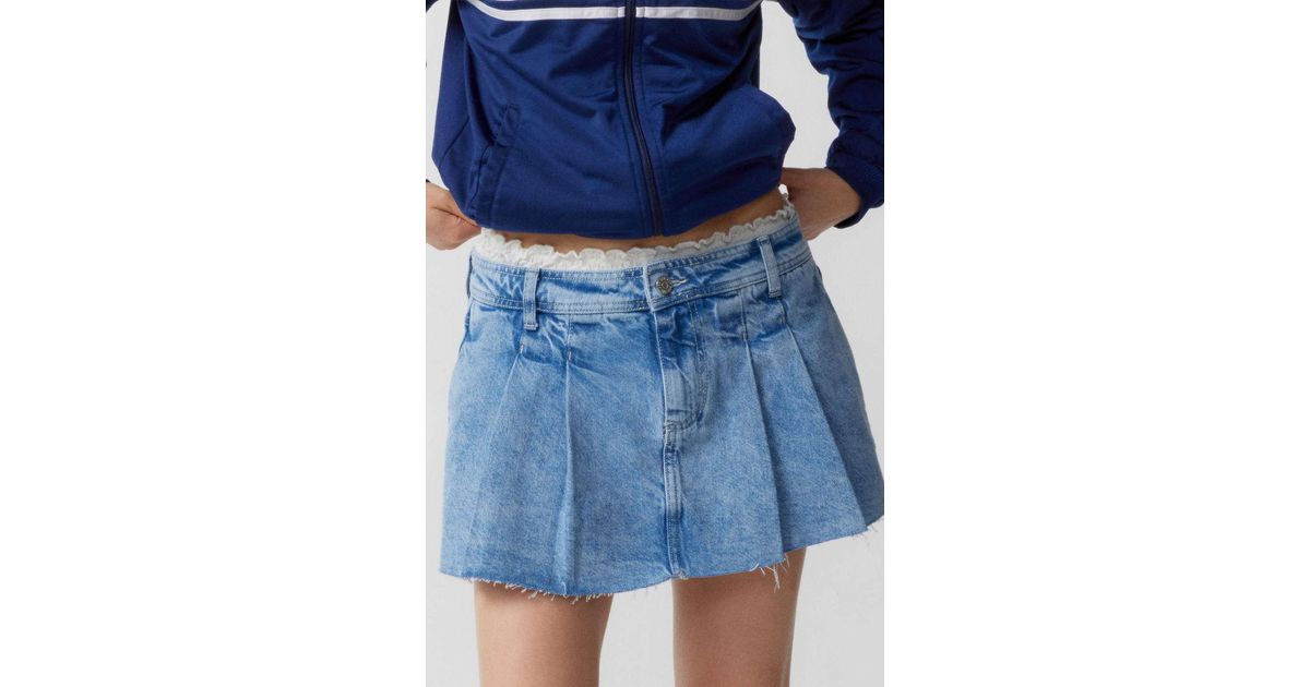 Urban Outfitters Uo Mia Denim Pleated Skort in Blue | Lyst