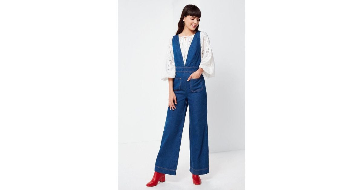 plunging denim jumpsuit