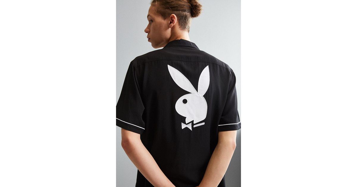 Urban Outfitters Playboy Rayon Camp Shirt in Black - Lyst