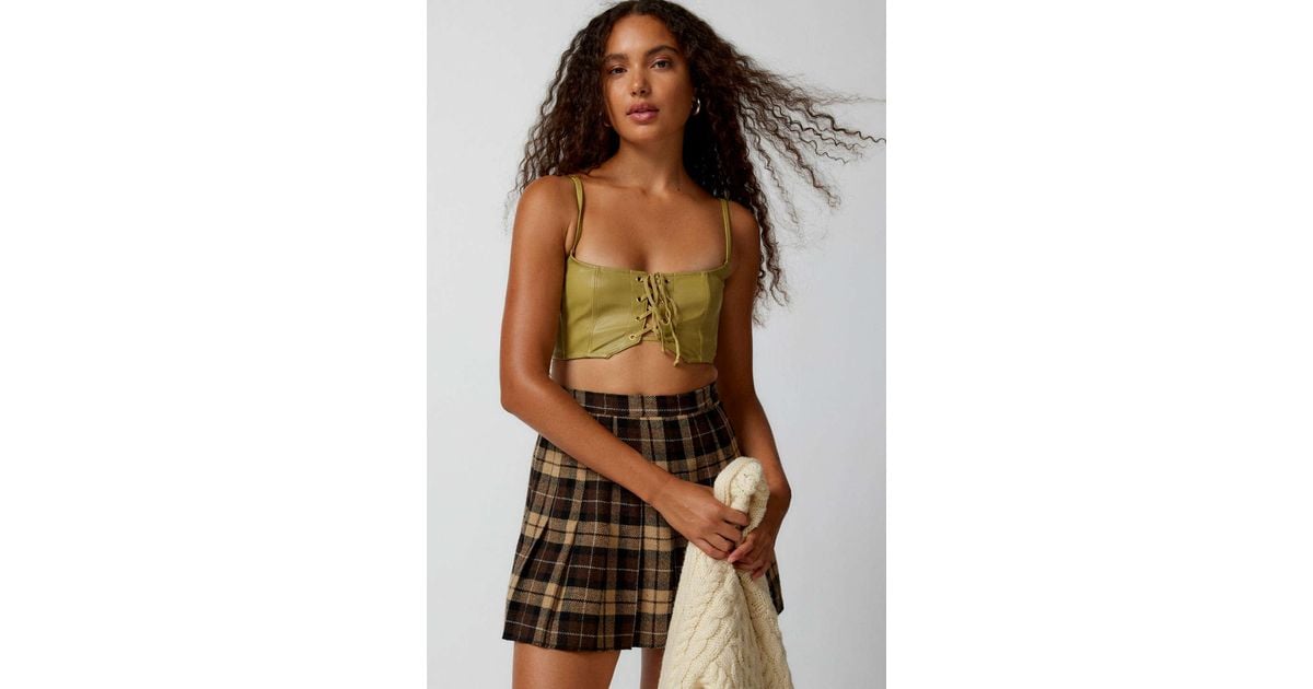 Out From Under Hera Faux Leather Bra Top In Green,at Urban Outfitters in  Brown