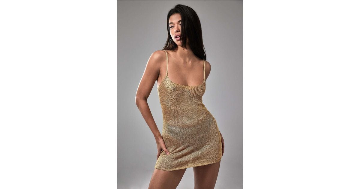 Urban Outfitters Uo Alexa Sequin Knit 90s Mini Dress in Brown