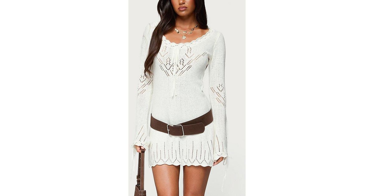 shaia pointelle knit mini dress Shaia Pointelle Knit Mini Dress Edikted UK