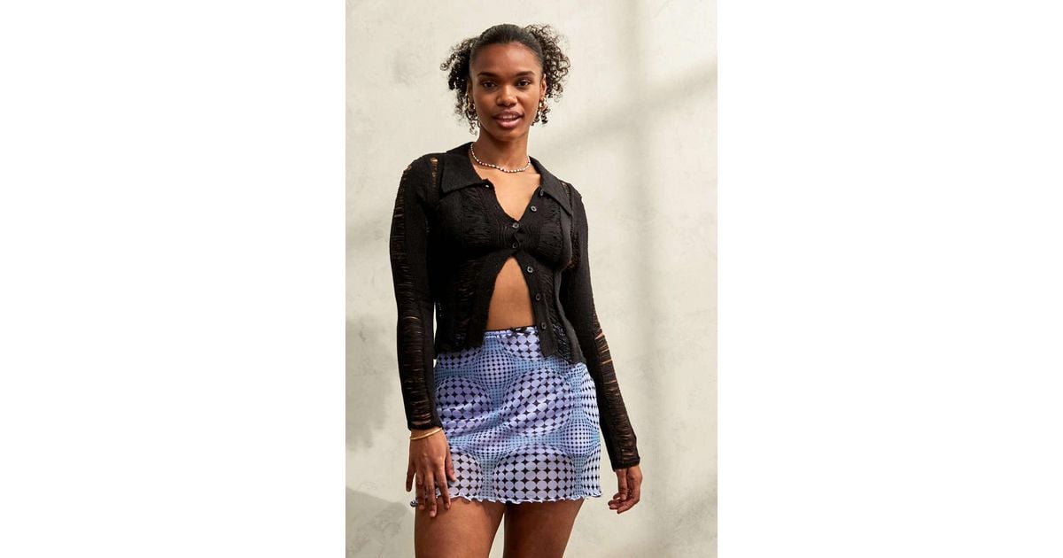 Urban Outfitters Uo 90s Metaverse Mesh Mini Skirt in Blue | Lyst
