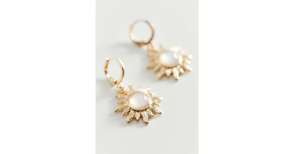 Gold, Cultured Pearl and Charm Hoop Earrings