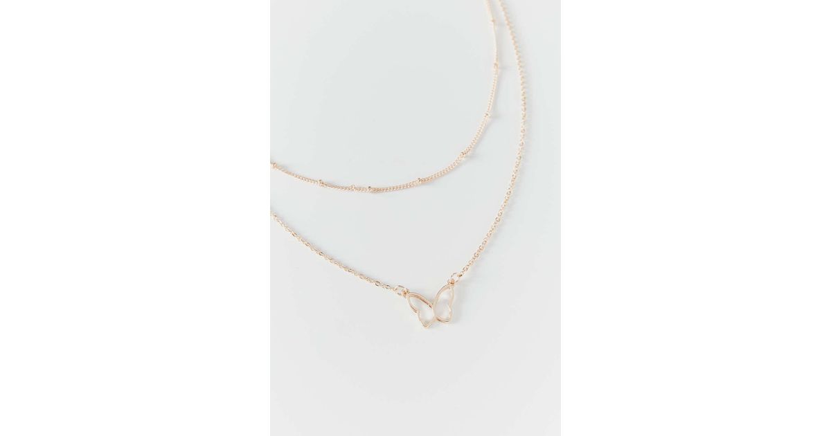 Download Urban Outfitters Delicate Butterfly Layer Necklace In Gold Metallic Lyst