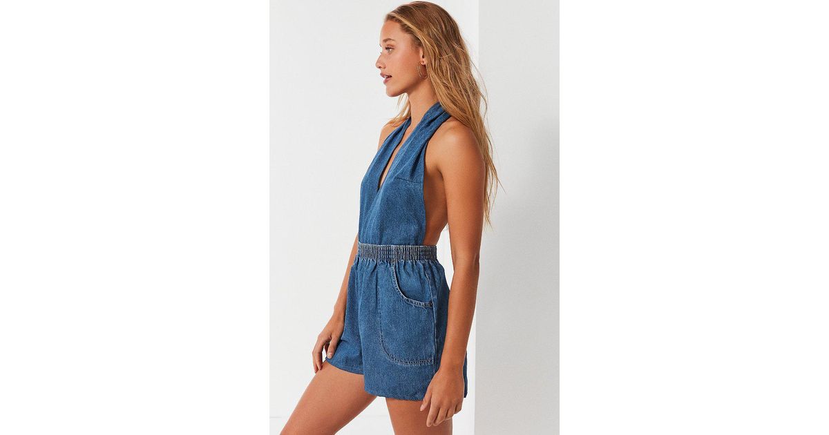 denim halter romper