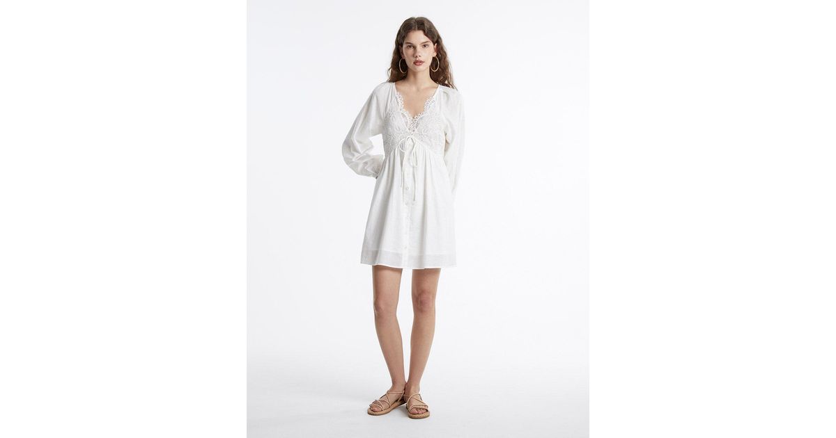 Urban Revivo Lace Knit Dress in White | Lyst