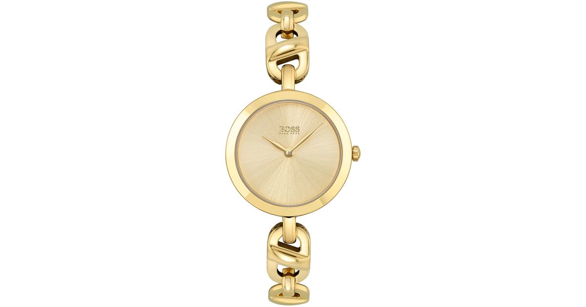 BOSS Boss Ladies Boss Chain Gold Ip Chain Link Watch in Metallic Lyst UK