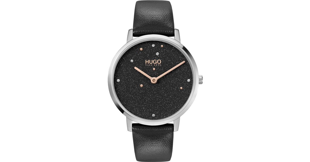 Hugo Jewellery Hugo Ladies Dream Leather Strap Watch in Black Lyst UK