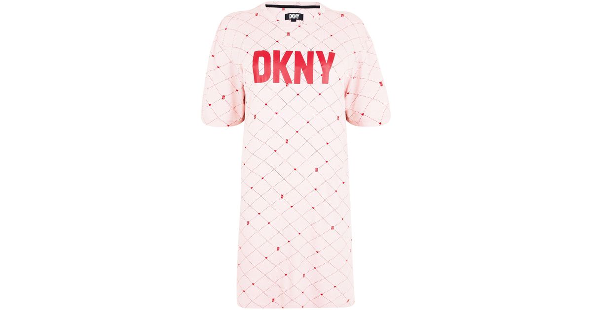 DKNY Heart Longline Sleep Shirt in Pink Lyst UK