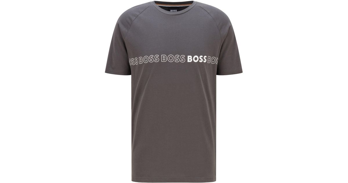 BOSS Boss Logo Slim T Shirt in Grey for Men Lyst UK
