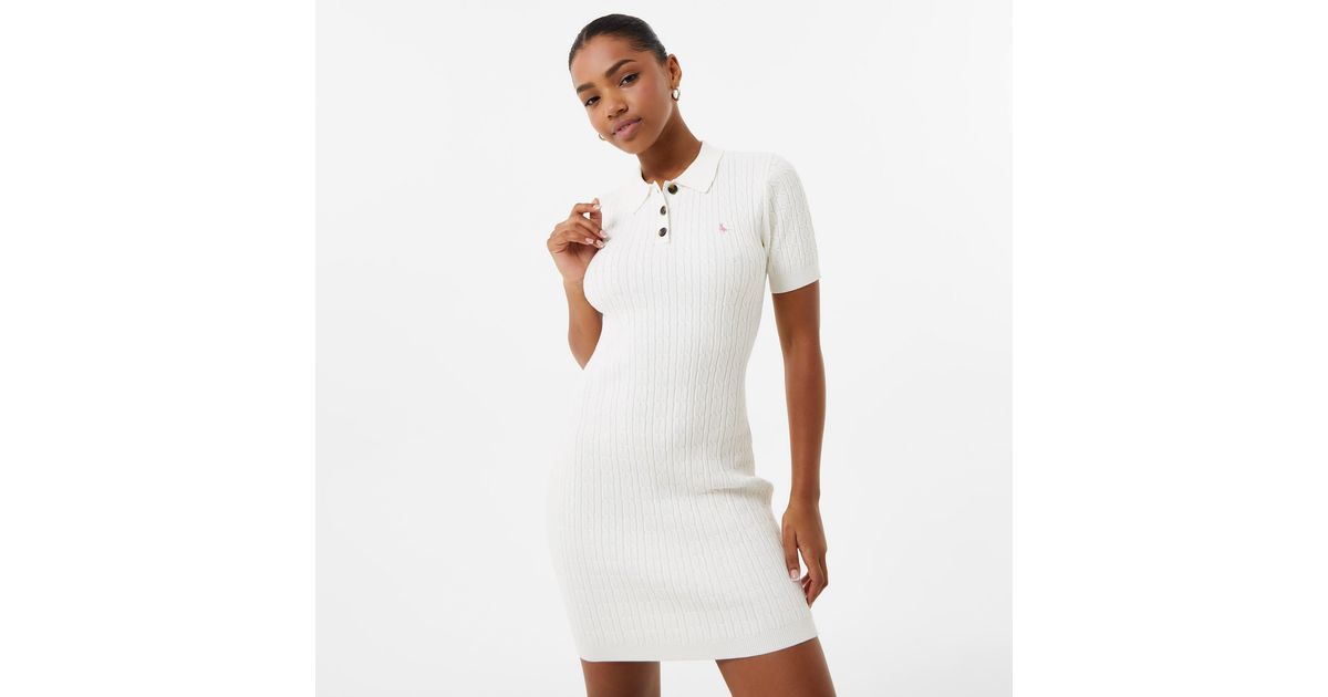 Jack Wills Polo Cable Knitted Mini Dress in White Lyst UK