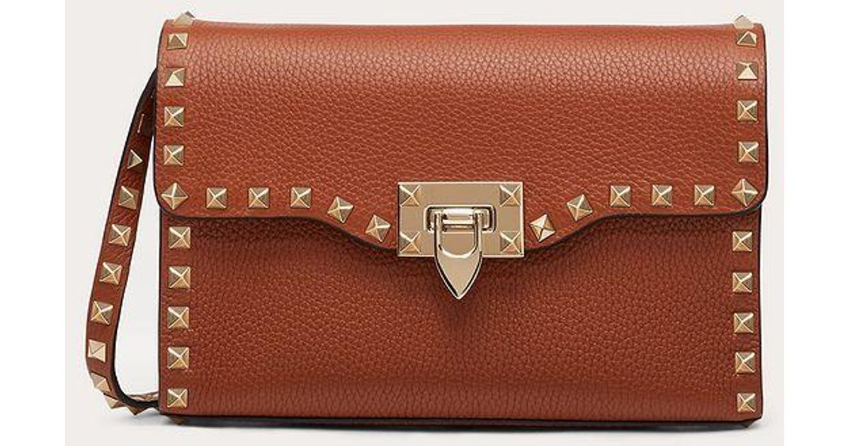 Valentino Garavani Leather Small Rockstud Grainy Calfskin Crossbody Bag