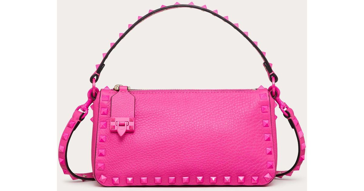 Rockstud Spike Small Leather Shoulder Bag in Pink - Valentino