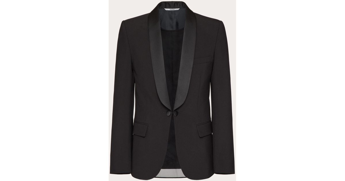 Valentino Wool Tuxedo Jacket With Inner Chiffon Bib in Black for Men Lyst