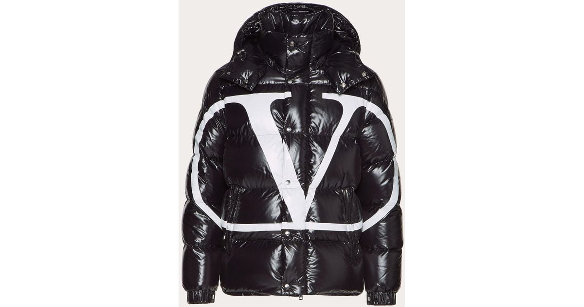 Valentino Goose Moncler Vlogo Lacquered Nylon Padded Jacket in 