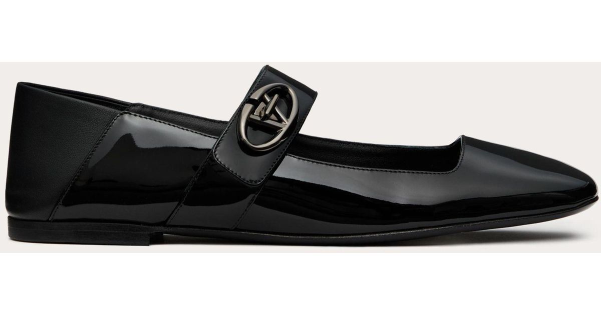 VLOGO LOCKER MARY-JANE BALLERINA IN BLACK CALFSKIN
