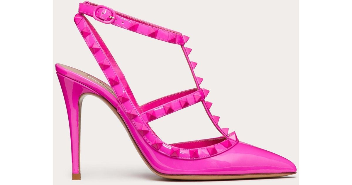 rockstud ankle strap pump with tonal studs 100 mm