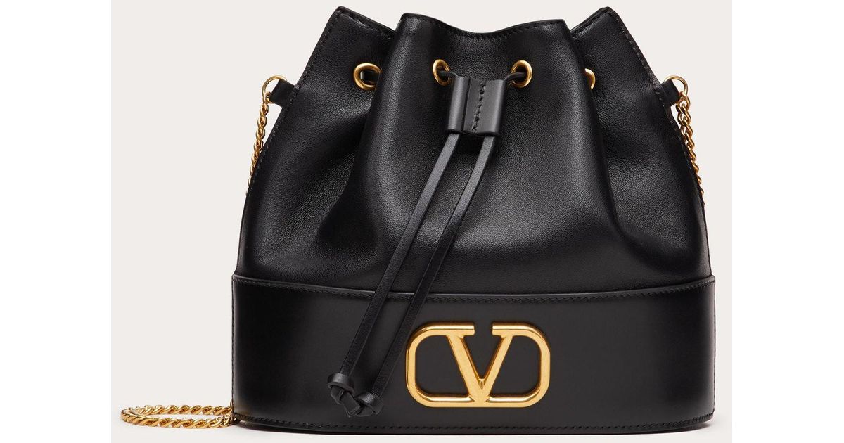 mini bucket bag in nappa with vlogo signature chain