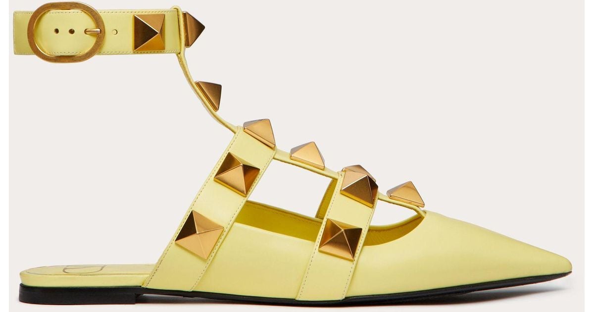 roman stud calfskin ballet