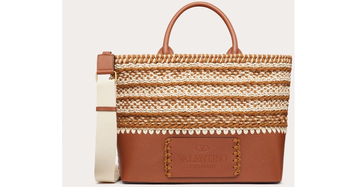 Valentino Garavani Small Crochet Bags Fabric Tote in Brown for Men | Lyst