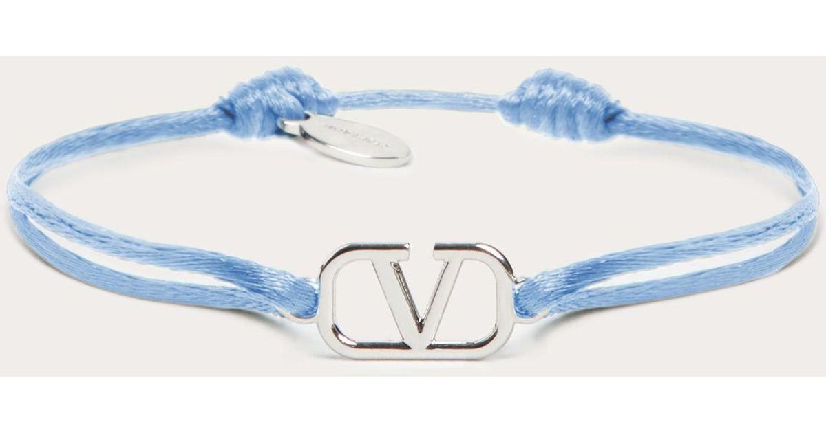 アクセサリーその他 Valentino Vlogo Signature Cotton Bracelet Azure Blue Vlogo Signature Cotton Bracelet for Man in Azure | Valentino US