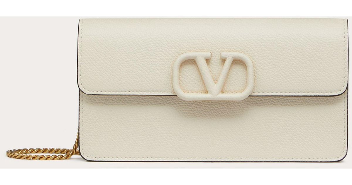 Valentino Garavani Vlogo Signature Leather Chain Wallet