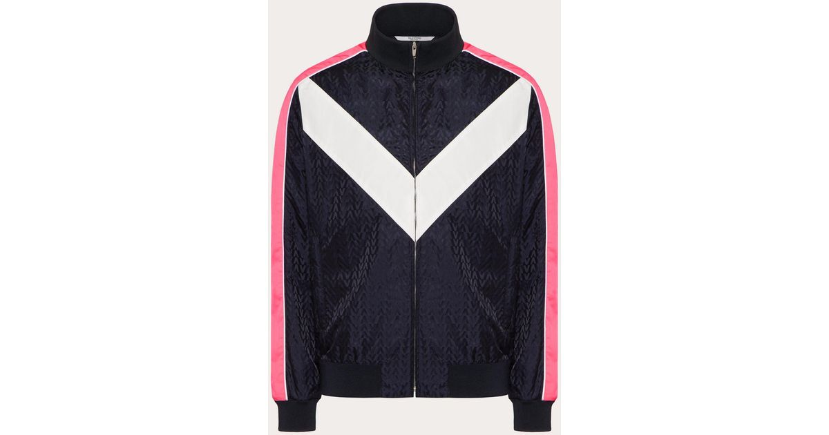 Valentino Track Jacket With Optical Jacquard in Blue for Men | Lyst