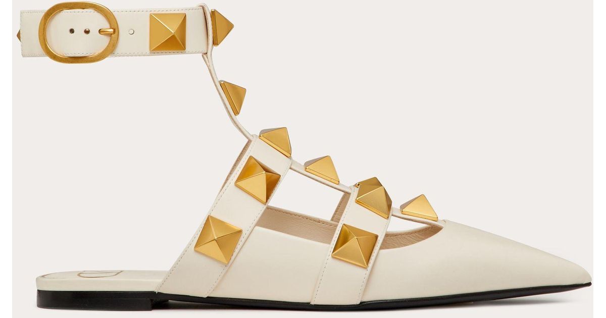 roman stud calfskin ballet