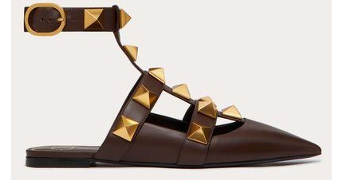 roman stud calfskin ballet