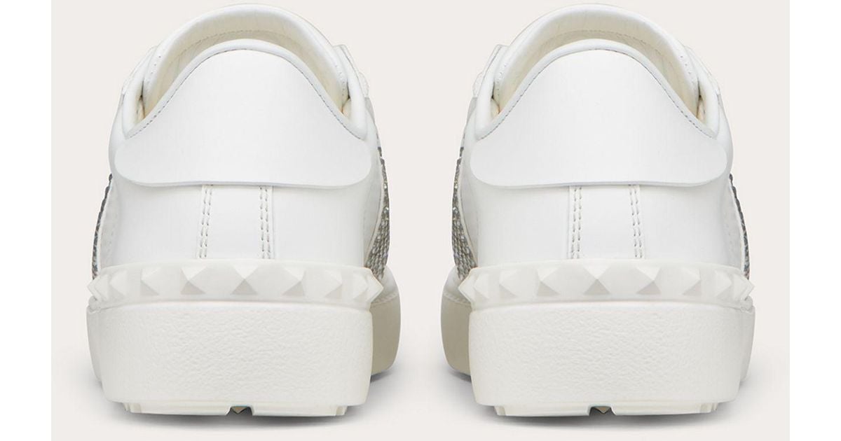 【VALENTINO】 CRYSTAL DETAIL OPEN TRAINERS Valentino Garavani Open Sneaker With Crystals in White | Lyst